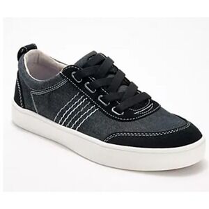 New Revitalign Dara Orthotic Canvas Leather Slip On Sneakers Black Size‎ 6B